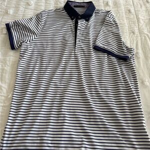 Greyson Navy and White Striped Polo Shirt